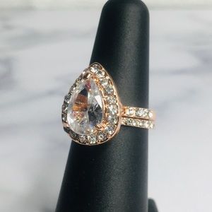 2pc Pear Shape White Topaz Rose Gold Filled Ring 6